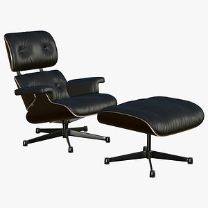 3D Eames Lounge Chair Black With Ottoman model