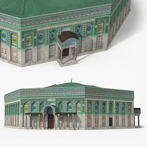 Octagonal Islamic Shrine with Green Roof 3D model