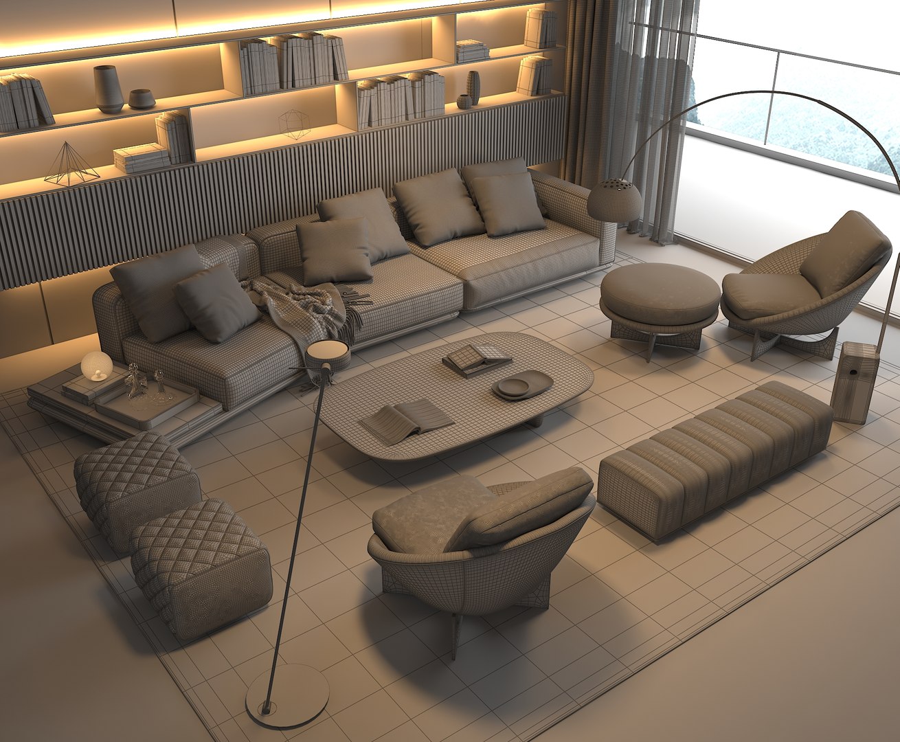 Living Room Set Model - TurboSquid 2113778