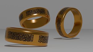 3D Gold Arabic Text Engraved Ring model