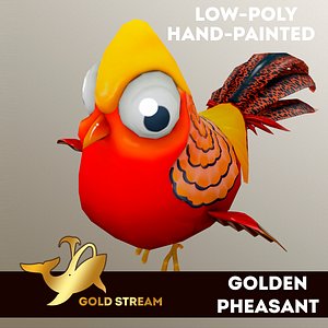 3D golden pheasant bird