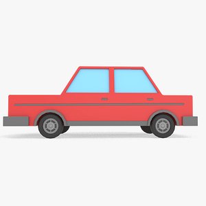Low-poly car 3d model - Cartoon car Low-poly - Rigged car model Low-poly
