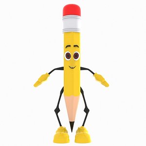 pencil character pen 3d model