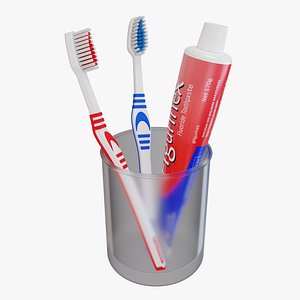 Toothpaste and Toothbrush 3D model