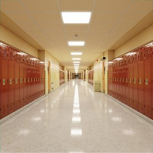 School Hallway 3d Scene model