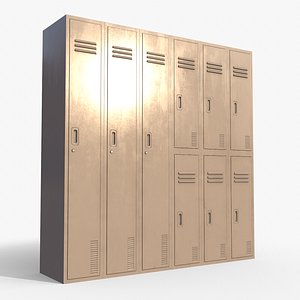 3D PBR School Gym Locker 06 - White model