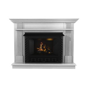 fireplace ashley white wood 3D model