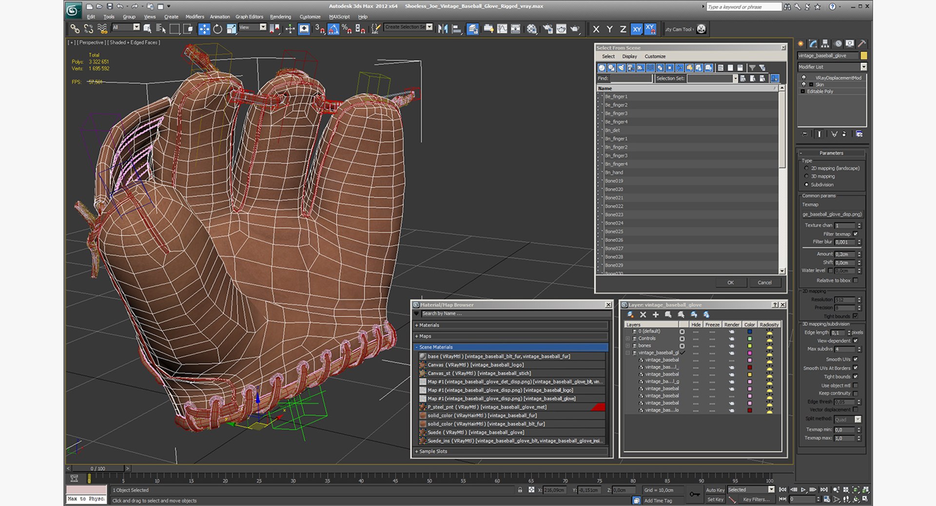Shoeless Joe Vintage Baseball Glove 3D Model - TurboSquid 1336939