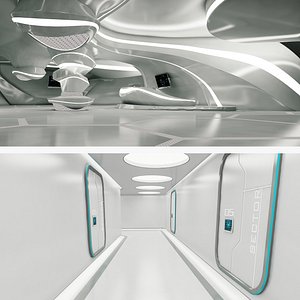 scifi interior corridor 3D model