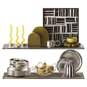 Retro Kitchen Set with Pears 3D model