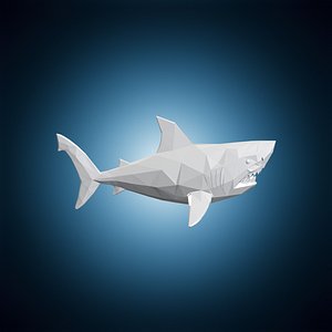 3D Geometric Shark Sculpture Low Poly 3D Print Model