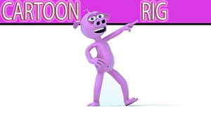cute cartoon pig rig 3D model
