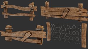 Wooden Fence Low Poly