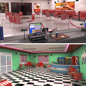 Diner and Burger Restaurant 3D model