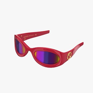 3D GUCCI Sunglasses Red model