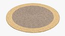 Handwoven Round Jute Carpet Beige Brown Fur