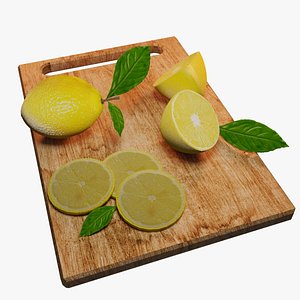 3D A collection of lemons on the board Lowpoly Highpoly