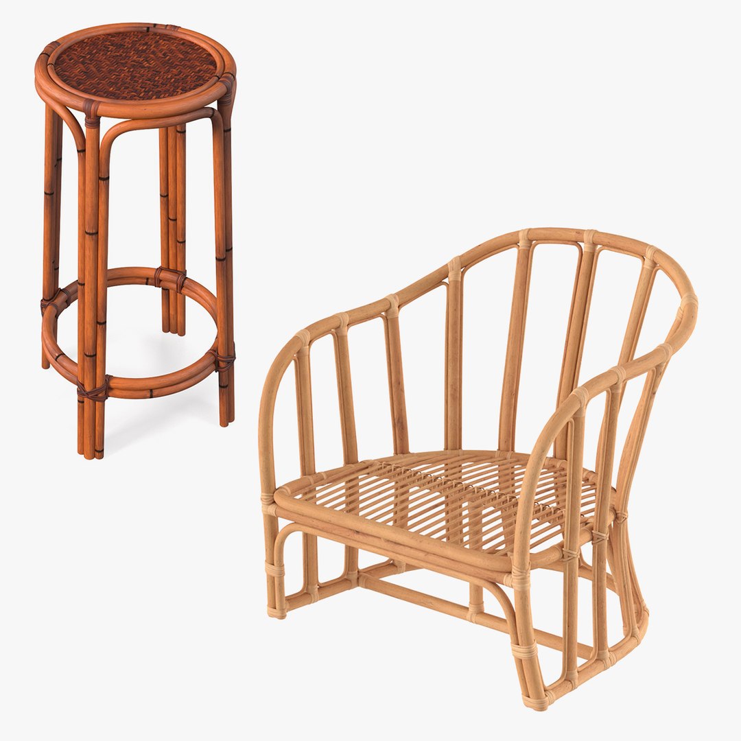 Rattan Furniture Collection 3D model preview