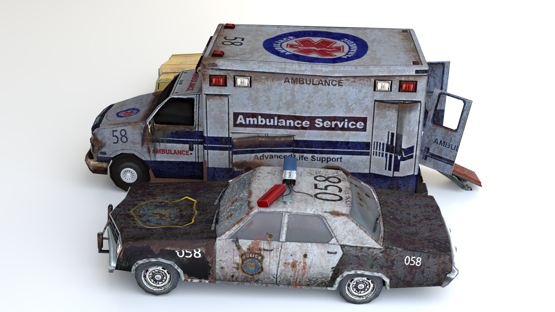 Old Rusty Ambulance Police And Taxi Car Mini Pack 3D - TurboSquid 1852876