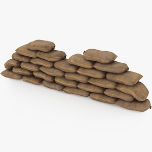 3D model Sand Bag Wall 01