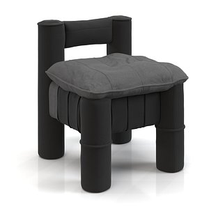 Upholstred Black Jeans Fabric Small Chair PBR