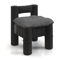 Upholstred Black Jeans Fabric Small Chair PBR