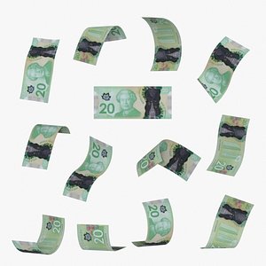 Canada 20 Dollar Falling Notes 3D model
