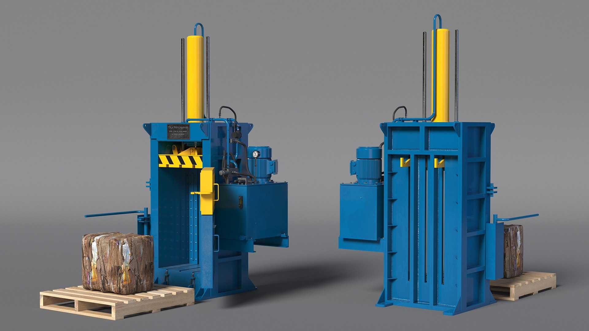 Bailing Machine Blue With Cardboard Briquette 3D - TurboSquid 2273665