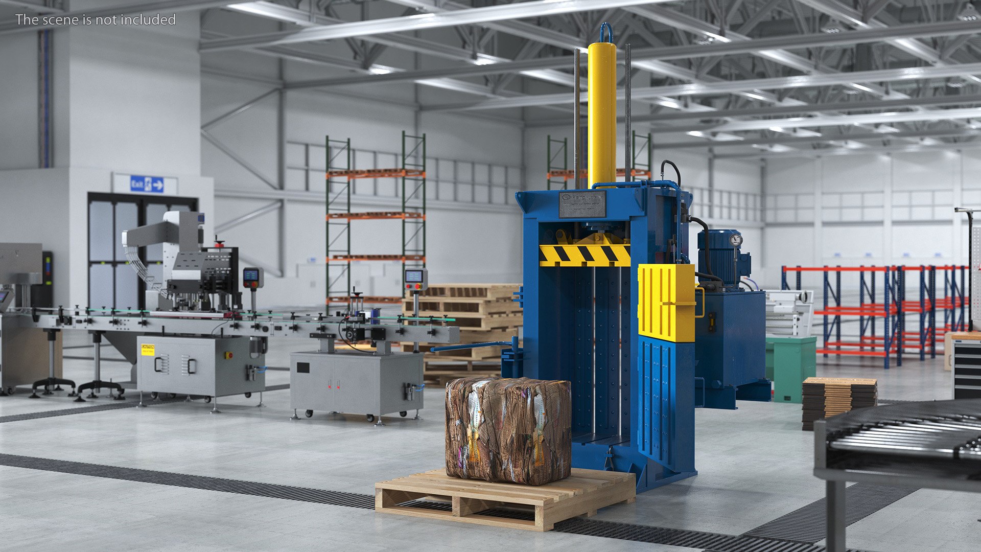Bailing Machine Blue With Cardboard Briquette 3D - TurboSquid 2273665