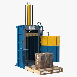 Bailing Machine Blue with Cardboard Briquette