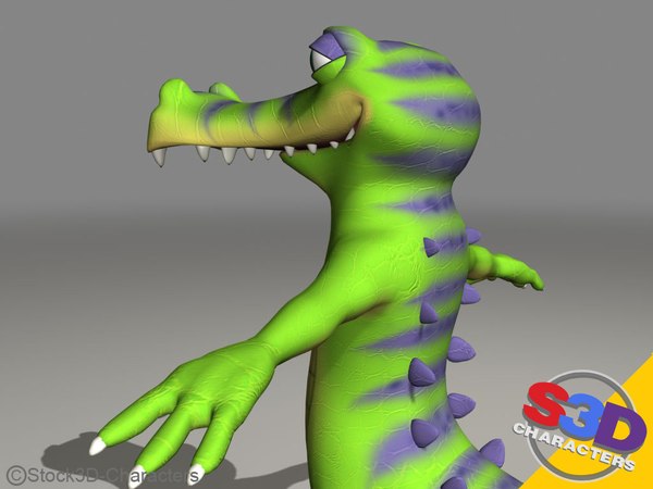 cartoon crocodile 3d model