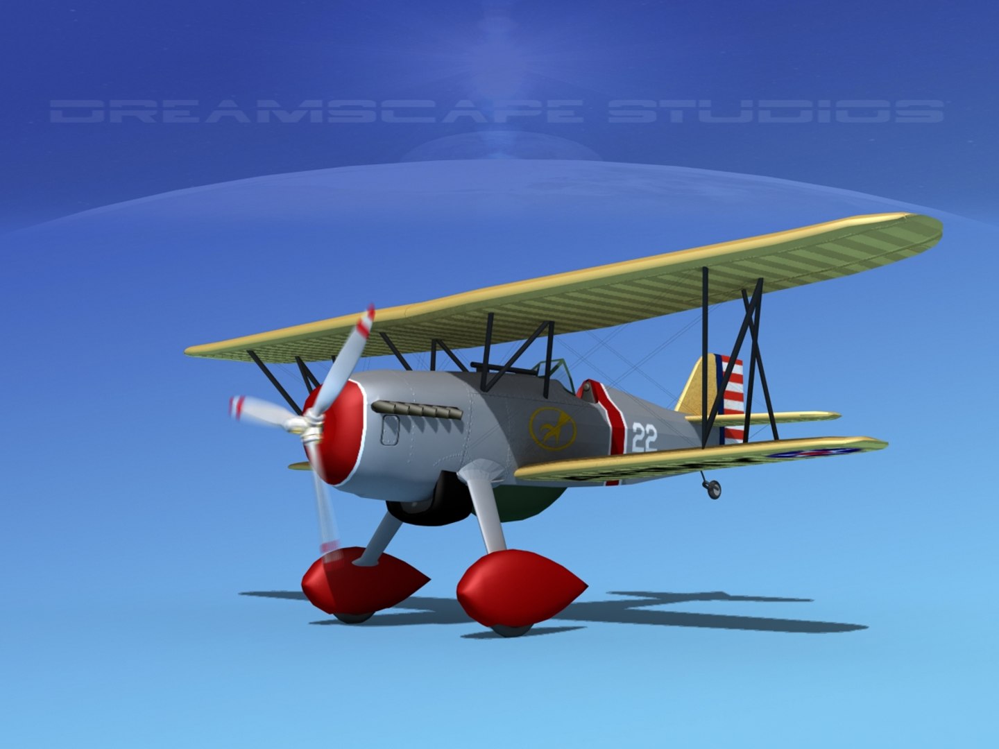 3d curtiss hawk fighter p-6 model