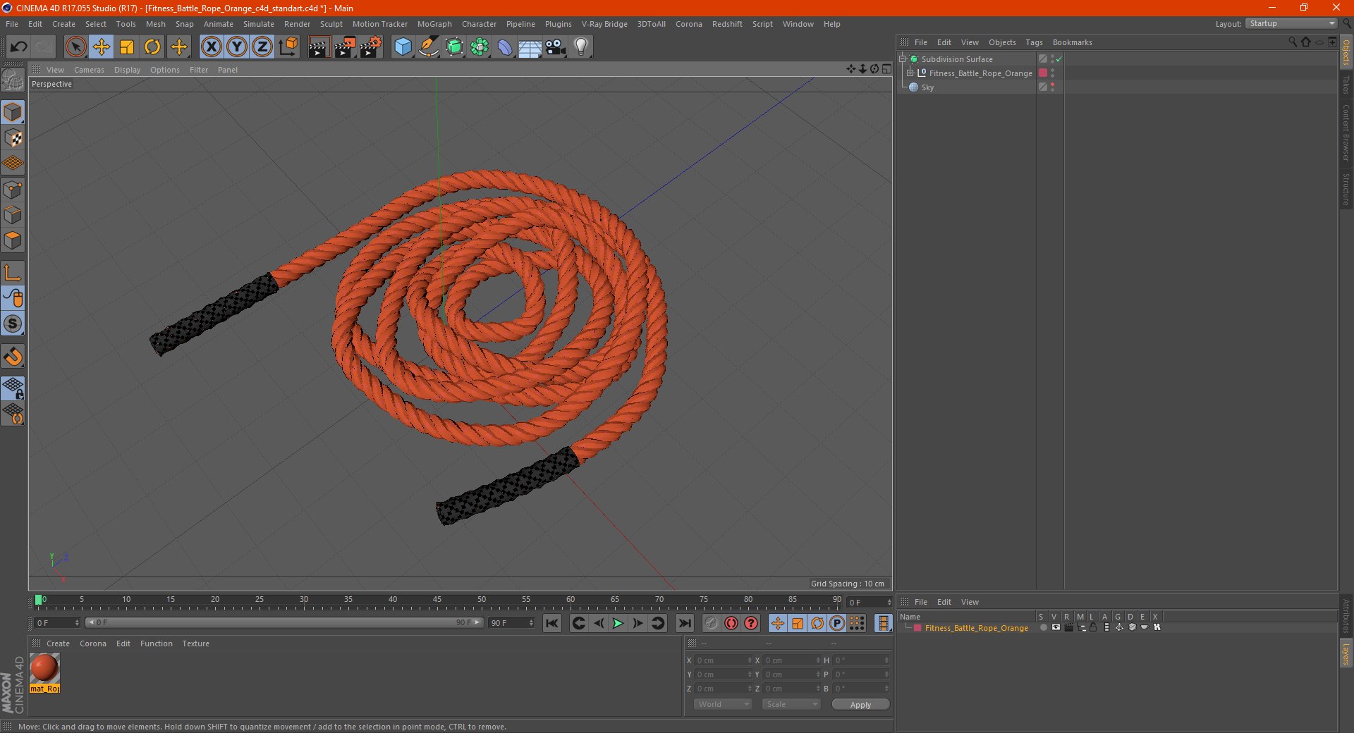 Fitness Battle Rope Orange 3D model - TurboSquid 1778353
