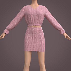 ruffled blouse button mini 3D
