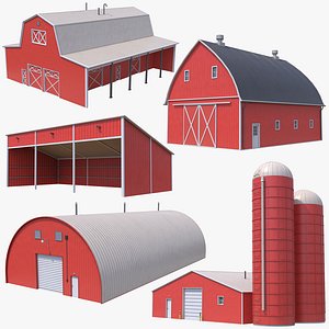 5 PBR Farm Buildings Collection 3D model