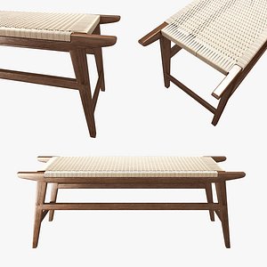 Mid Century Bench in solid walnut