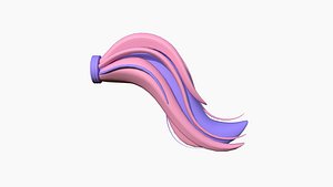 3D Furry Tail A08 Purple - Headband Character Design model