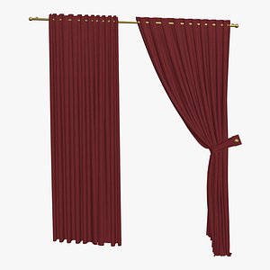 3D Curtain Realistic Red Velvet