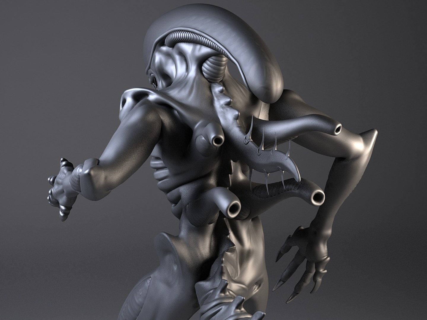 3d model rigged alien xenomorph