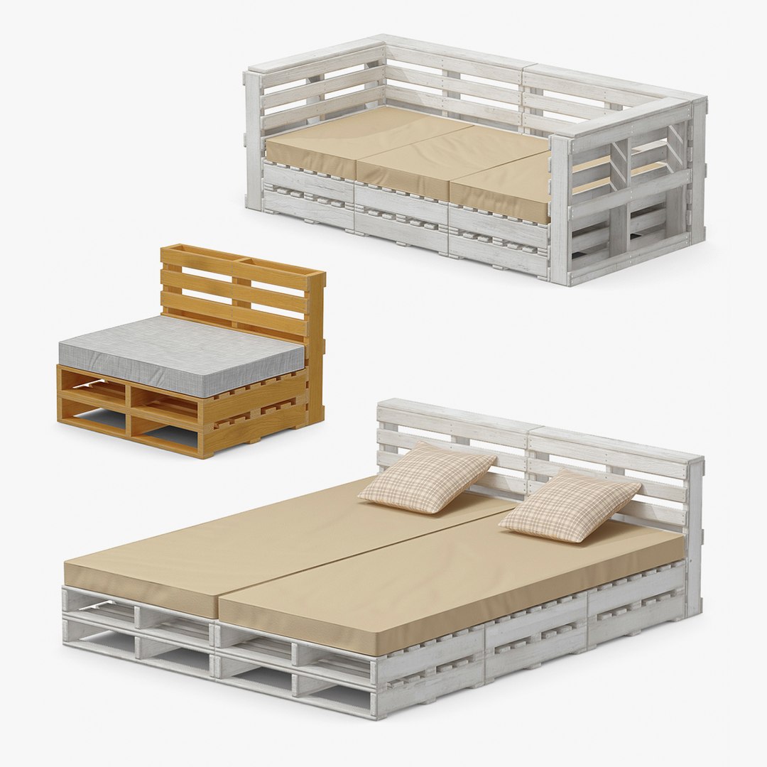 Patio Pallet Furnishings Collection 3D model preview