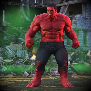 Red Hulk Fur for Cinema 4D Rigged