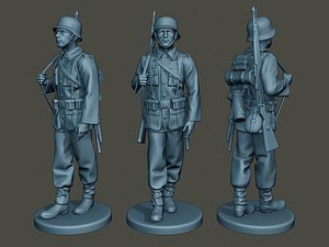 german soldier ww2 walk 3D model