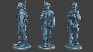 german soldier ww2 walk 3D model