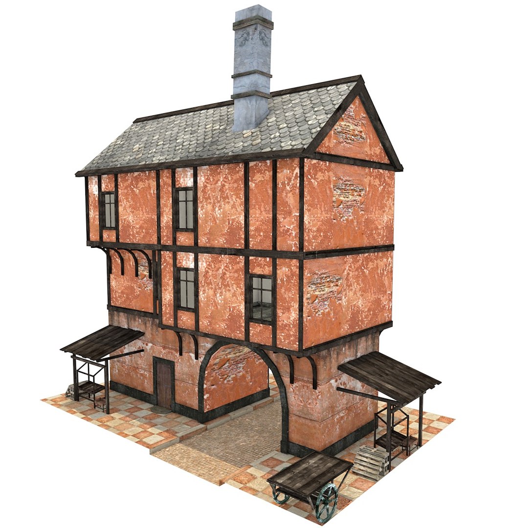 Medieval Gate House Fbx