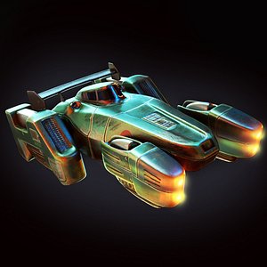 Low Poly Sci Fi Floating Racing Car