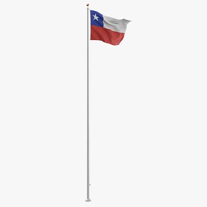 Flag On Pole Chile