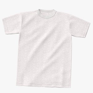 T Shirt Male Crew Neck Flat Front and Back Blank White and Branded Heather 3D model