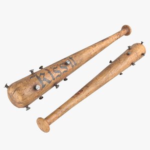 3D Nail baseball bat low-poly model