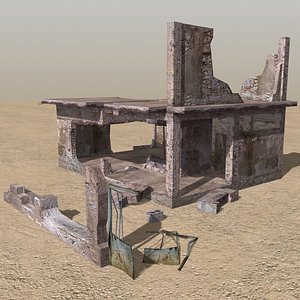 3d arab derelict houses ruin model