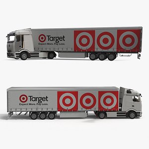Electric Truck with Target Trailer Rigged for Cinema 4D 3D model